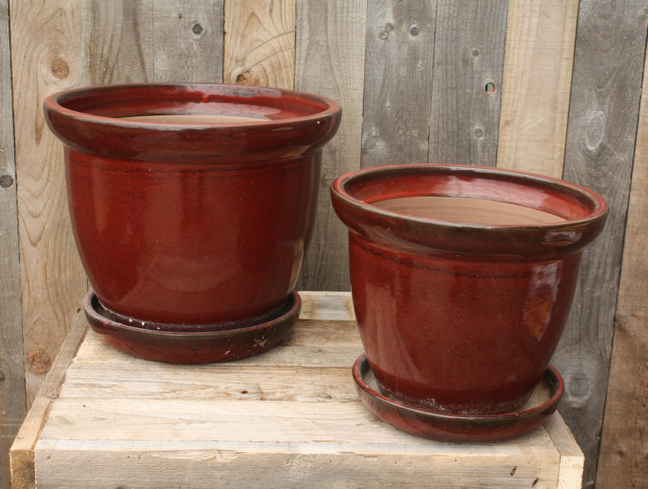 Pot en céramique rouge foncé - 2 formats